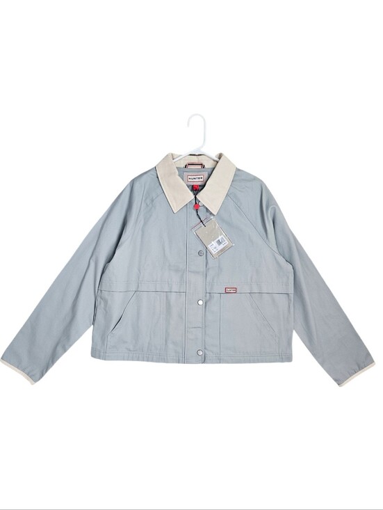 Hunter Jackets & Blazers - Hunter Collared Canvas Jacket Lt Blue Women's L Boxy Utility Olive Gray